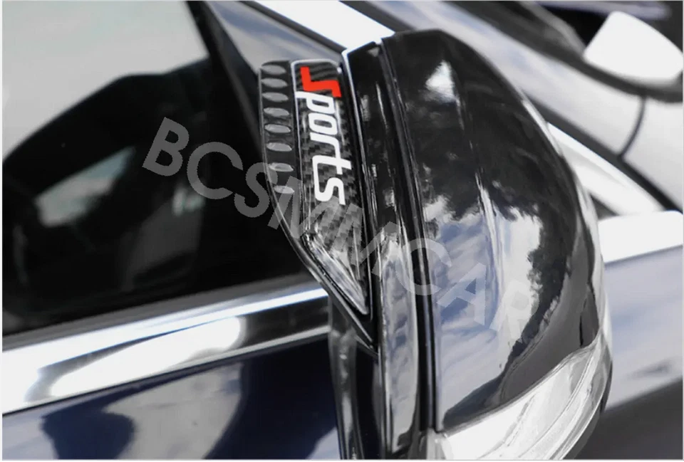 2pcs Car Rear View Side Mirror Rain Board Eyebrow Guard Sun Visor  Carbon Fiber - Image 2 of 4