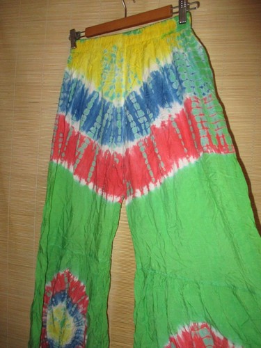 Tie Dye BOHO frill Flare FESTIVAL Byron Bay rayon pants ( choose color) sz 8-12 - Picture 16 of 16