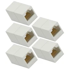 5 Pcs Cat5e RJ45 Network LAN Ethernet Keystone Jack Coupler Cable Joiner White