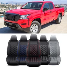 Car Seat Cover Full Set Deluxe PU Leather Cushion For Nissan Frontier Pickup
