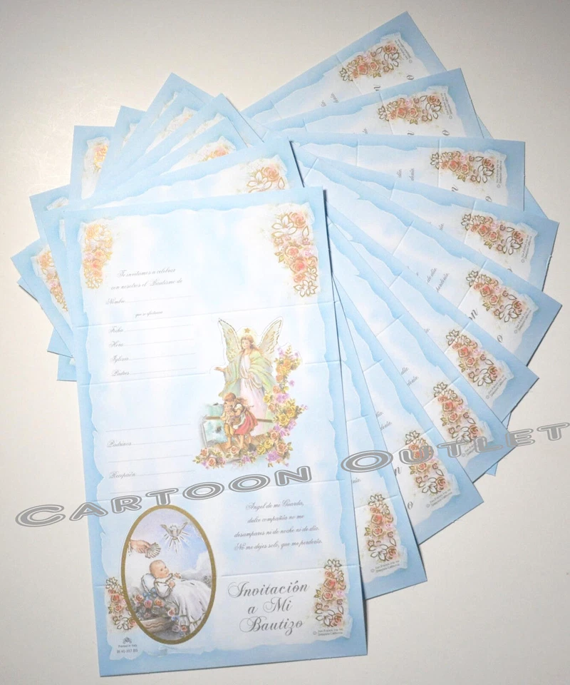 12 Invitaciones Mi Bautizo Bautismo Español Bautizo Invitaciones Favores Ángel Foto 3 de 3
