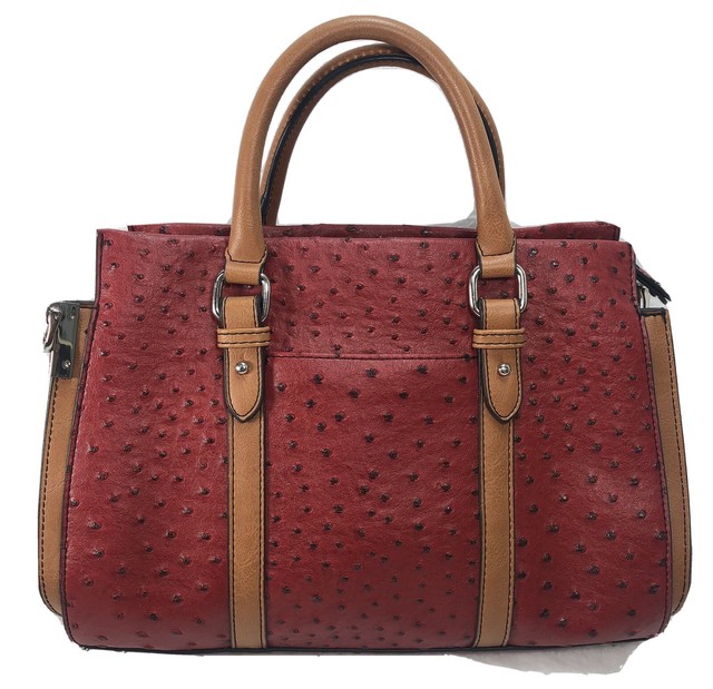 London Fog Faux Ostrich Embossed Large Shopper Tote Handbag Blue/Tan eBay