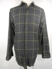 Beautiful Men's Large Ralph Lauren Chaps Gray Plaid Flannel LS Button Shirt GUC