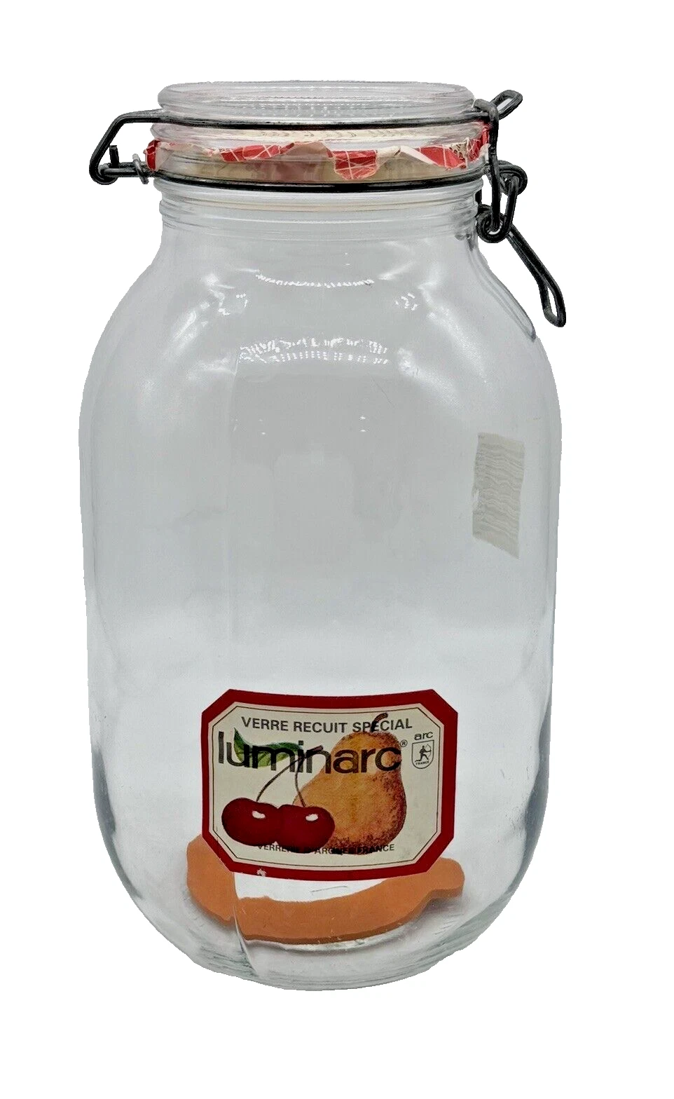 LUMINARC Canning 3 Liter Clear Glass Jar Hinged Wire Lid Verre Recuit ARC France
