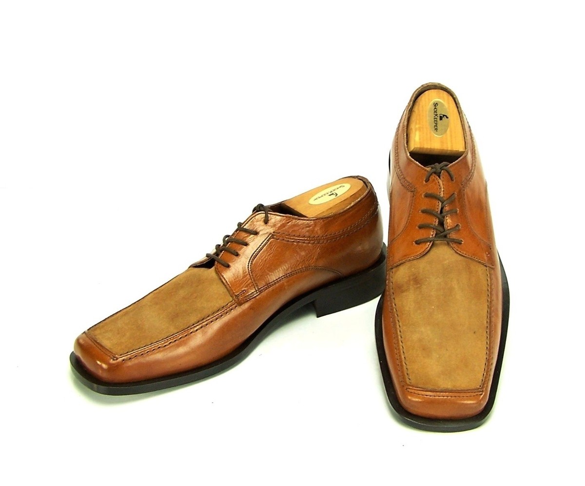 Nico Nerini Mens 9.5 M Brown Leather Suede Oxfords Square 
