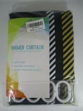 New textile shower curtain black yellow white hazard