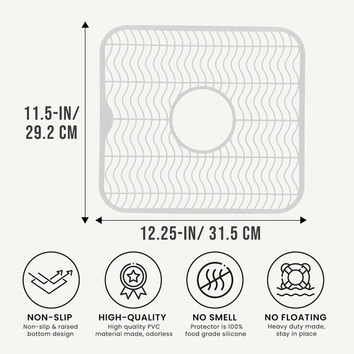 Rubbermaid Antimicrobial Kitchen Sink Protector Mat Flexible 12"x11