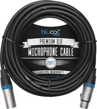 Blucoil Audio 20-FT Balanced XLR Cable with 24 AWG Copper Wire and PVC Jacket -