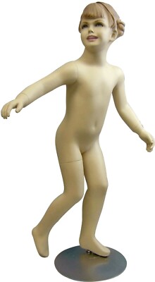 4-5 Year Old Realistic Fiberglass Child Mannequin with Molded Hair and Base