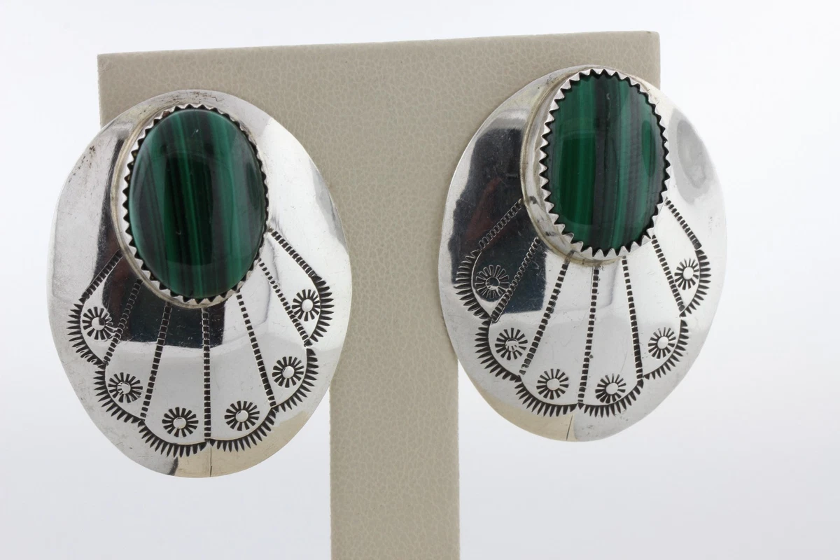 BB Benson Boyd Navajo Sterling Silver 925 Etch Design Malachite