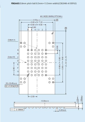 WL-FBGA63-E135-10 0.8mm pitch 6x8 Socket Adapter For Wellon Programmer #T7