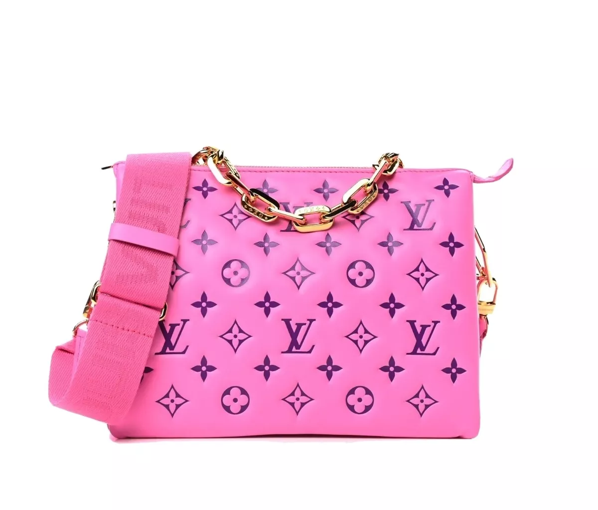 LOUIS VUITTON COUSSIN PM PINK PURPLE LAMBSKIN LEATHER GOLD CHAIN