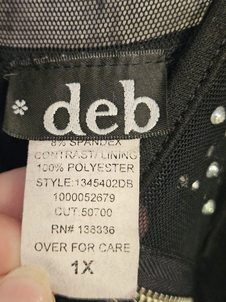 Vestido preto vintage Deb plus size 1x sutiã acolchoado mangas de malha vestido peplum Y2K - Imagem 4 de 4