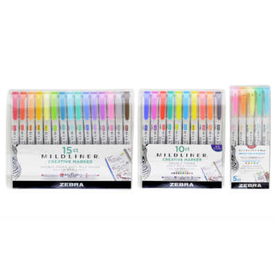 Zebra, 30 Pk - Mildliner Collection Double Ended Creative Marker Bundle