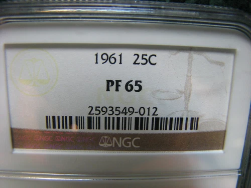 1961 U.S. Washington SILVER Quarter  Graded By NGC Pf 65   GORGEOUS TONING
