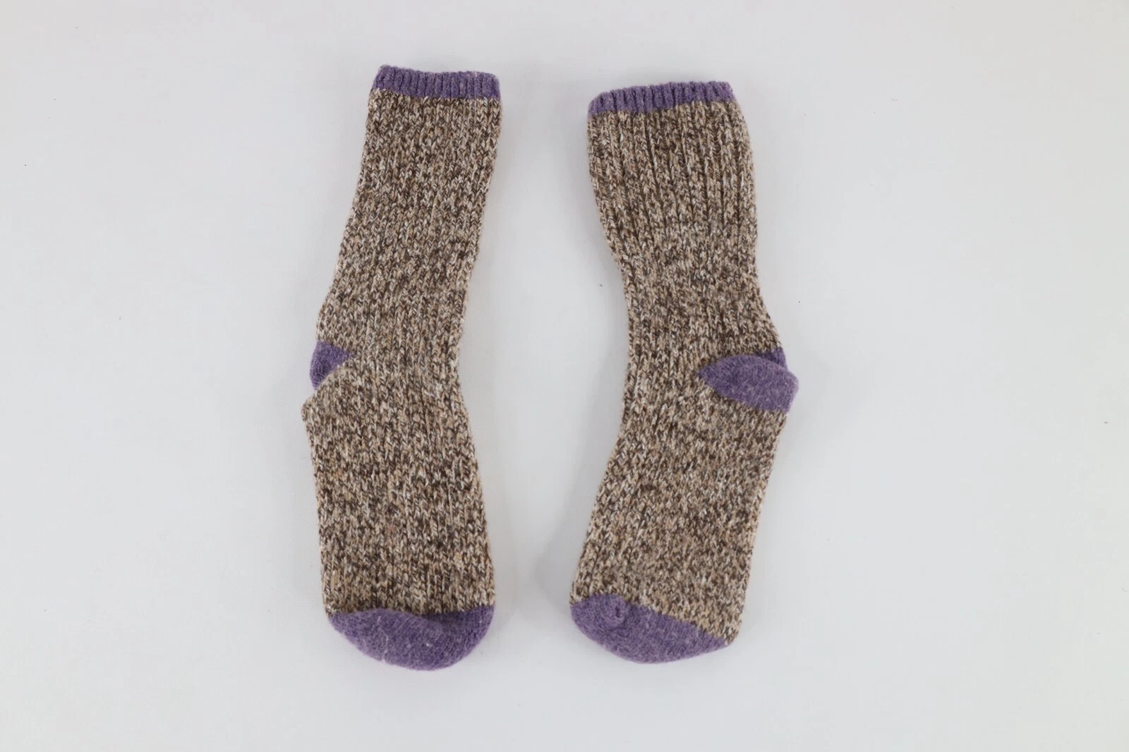 Vtg 90s Streetwear Womens L Ribbed Wool Knit Mountain Hiking Boot Socks Brown