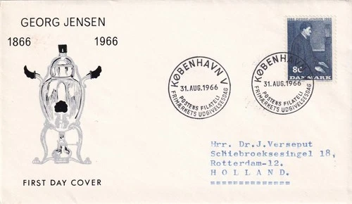 SA25d Denmark 1966 The 100th Anniversary of the Birth of Georg Jensen, FDC