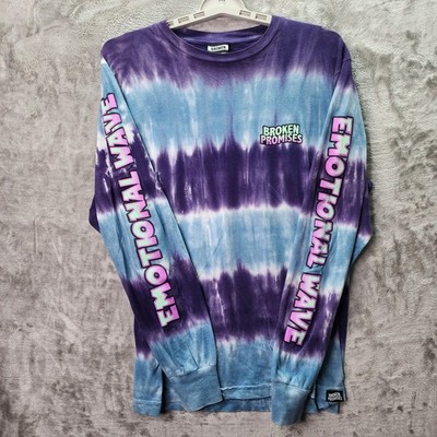 Broken Promises  Emotional Wave  Purple Blue Tie-Dye Long Sleeve Tee M