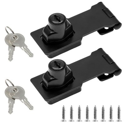 2 Packs 3 Inch Hasp Locks with Keys, Stainless Steel Hasp Latches, Twist Knob...