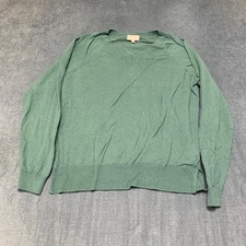 Lucky Brand Sweater Mens Medium Green Tight Knit Ribbed Hem V Neck Raglan Sleeve