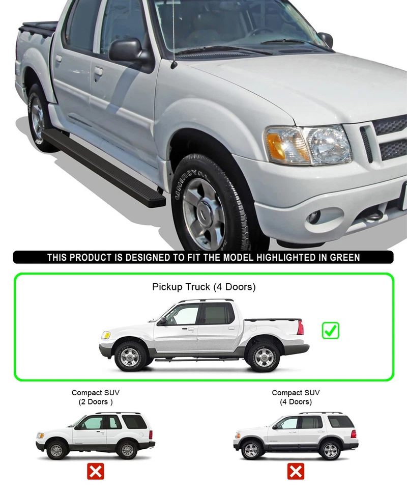 iBoard Stainless Steel 5" Running Boards Fit 01-06 Ford Explorer Sport Trac - Image 2 of 4