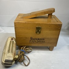 Vintage Ronson Roto-Shine Magnetic Electric Shoe Polisher Kit Wood Box