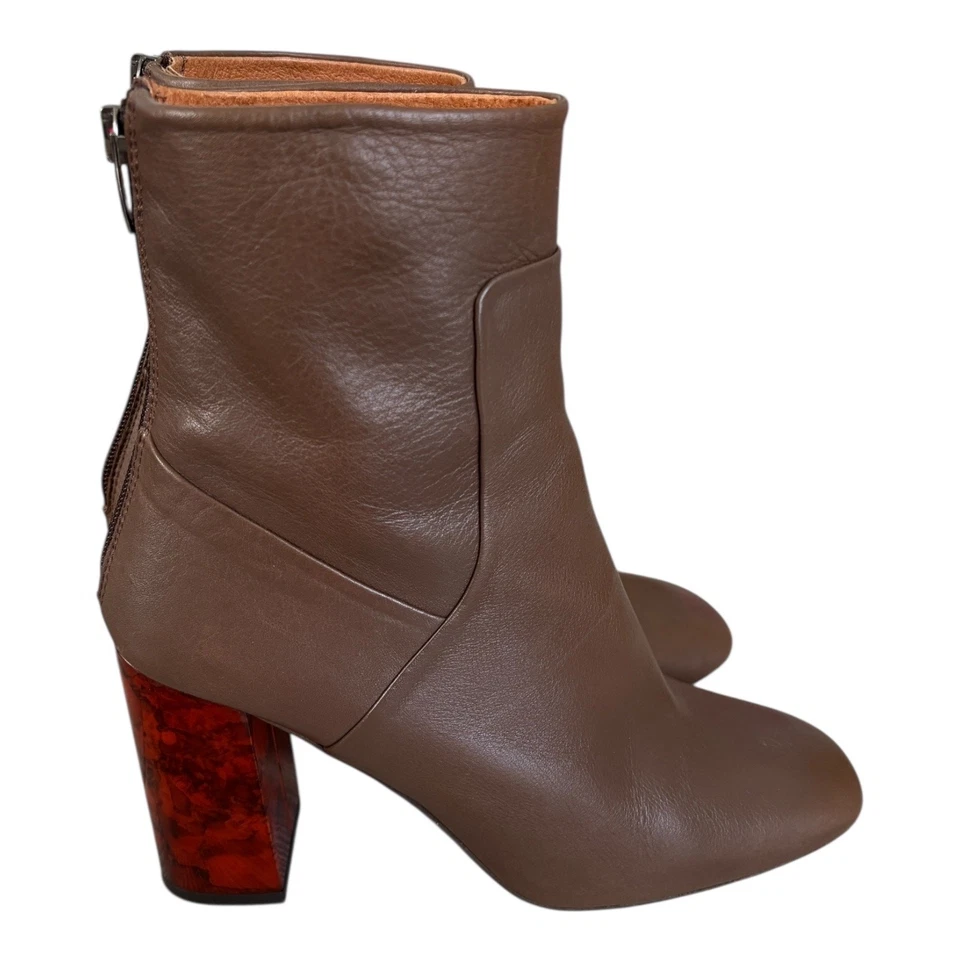 Topshop Botines Cuero Marrón 38 Retro Años 70 Mod Puntera Cuadrada Tacón Bloque Foto 4 de 4