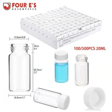 100/500Pcs 20mL Scintillation Vial Sample Vials Glass Counting Vials Cone Liner