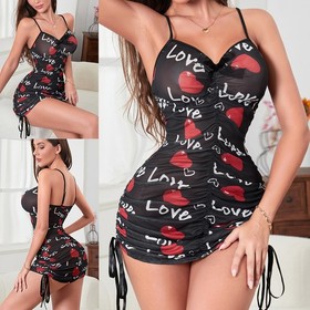 Women's Sexy Lingerie Babydoll Nightgown Sheer Mesh Bodycon Club Dress Sleepwear