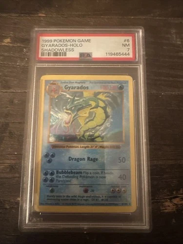1999 Pokemon Base Set Shadowless Gyarados Holo Card PSA 7 6/102