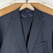 Jos A Bank Suit Mens 48R Navy Blue 2 Button 100 Wool Pants 43x29 Tailored Fit