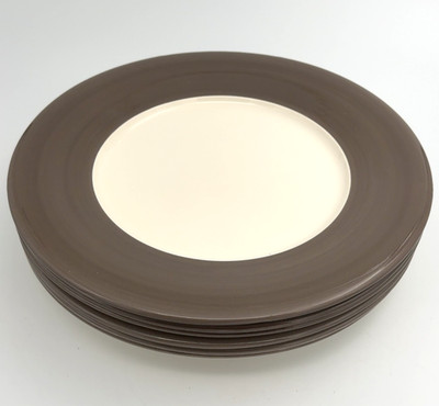 Set of 6 -  Gien France Taupe 13'' Charger Service Plates Hand Painted!