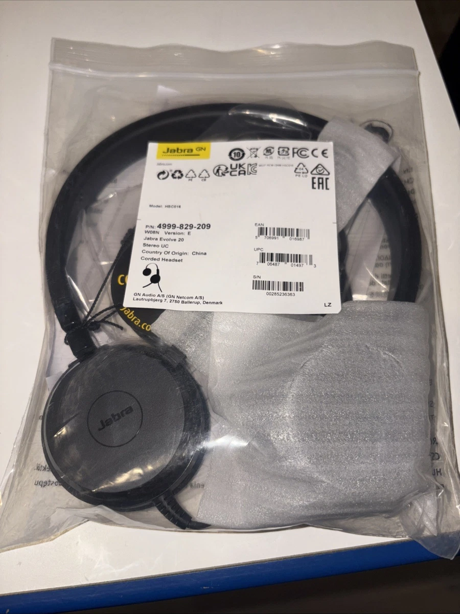 Jabra Evolve 20 UC Cuffie Stereo Cuffie certificate per UC, softphone Jabra Evolve 20 UC Cuffie Stereo Cuffie certificate per UC, softphone
