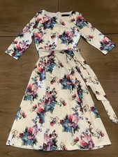 Dress Tells White Floral Tea Party Formal Wedding Midi Dress S
