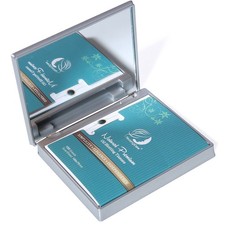 Makeup Mirror with Oil Blotting Sheets - 100 Counts, Silver Compact Folding C...