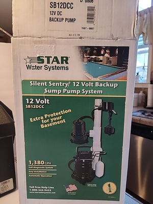 #ad Star Water Systems Silent Sentry 12v Backup Sump Pump System SB12DCC $119.98