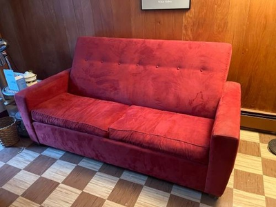 #ad #ad Sofa Bed and Chair Beautiful red suede excellent condition rarely used $895.00
