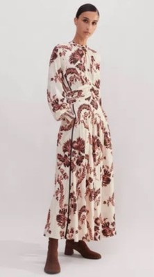 ME+EM Midnight Floral-Pattern Woven Maxi Dress Sz 4 Light Cream/Black/Peach  | eBay
