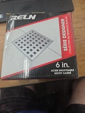 Reln 6" x 6" Stainless Steel Square Shower Drain with Square Pattern Drain Cover