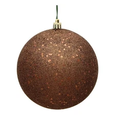 Vickerman 6" Plastic Ball Ornaments in Sequin Mocha Brown (Set of 4)