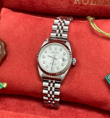 ROLEX DATEJUST SILVER ANNIVERSARY/JUBILEE DIAMOND DIAL 26MM BOX AND PAPERS 2004