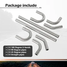 2.5" Custom Exhaust Pipe Kit Tubing Mandrel Bend Straight U-Bend 90° Piping Kit