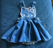 Hello Kitty Girl  s Sanrio Blue Denim Jean Jumper Dress Size 4T Adorable