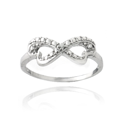 Anillo corazón infinito con acento de diamantes de plata 925 - Imagen 1 de 3