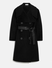 Coach Women's Luxury Belted Wool Coat Black Size 8 Style 78975