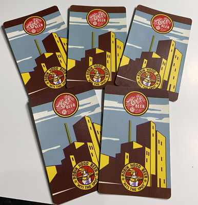 Lot Of 5 Metz Robin Hood Beer Single Playing Swap Card Omaha Nebraska