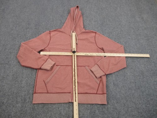 Lucky Brand Sweater Mens Medium Red White Stripes Full Zip Outdoors Sweatshirt - Picture 2 of 7