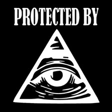 Protected by All Seeing Eye Masonic Vinyl Decal - White 6 Inch