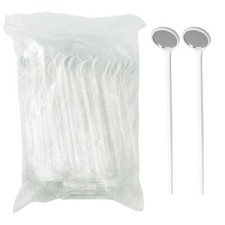 100x Disposable Dental Exam Mouth Mirror Plastic Dental Oral Mirror White