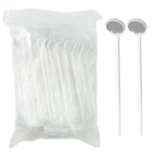100x Disposable Dental Exam Mouth Mirror Plastic Dental Oral Mirror White
